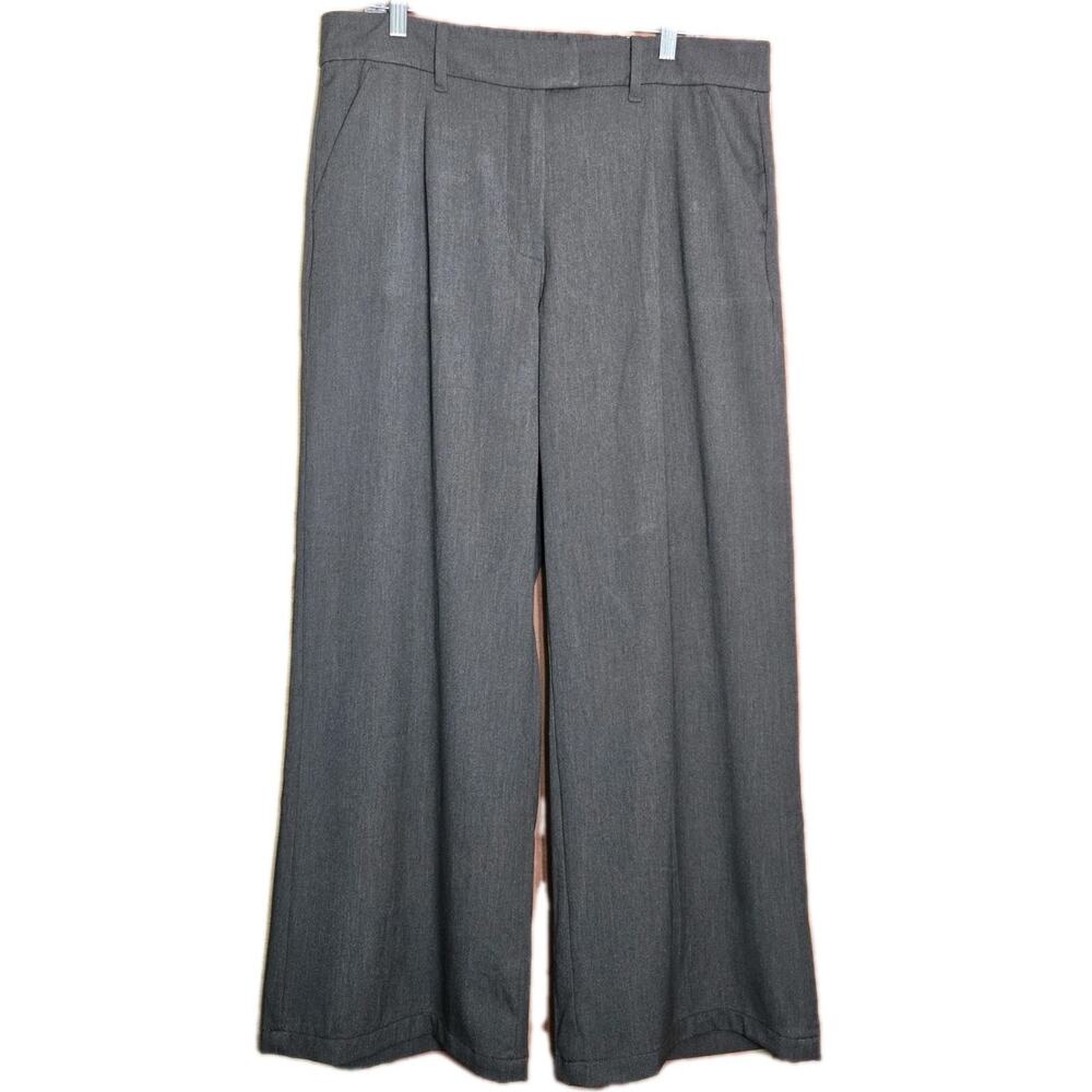 American Eagle Women's Stretch Wide Leg Trousers, Gray, Size 14, NWT